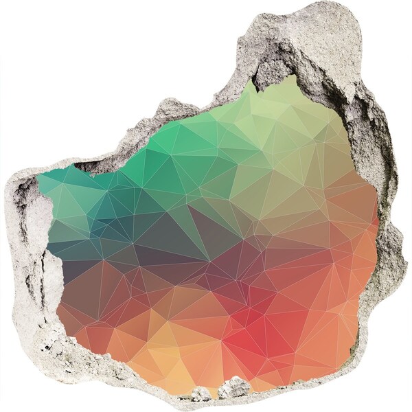 Vinilo decorativo boquete pared irregular Geometría colorida en un agujero en la pared.