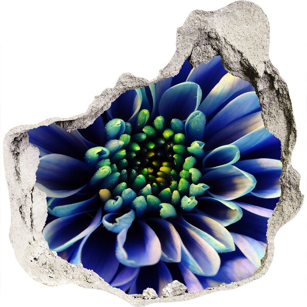 Pegatina efecto 3d pared rota decorativa Una flor en tonos azules