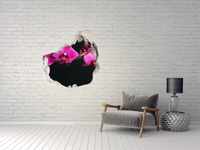 Vinilo adhesivo efecto agujero 3d para casa Orquídea a través de la pared