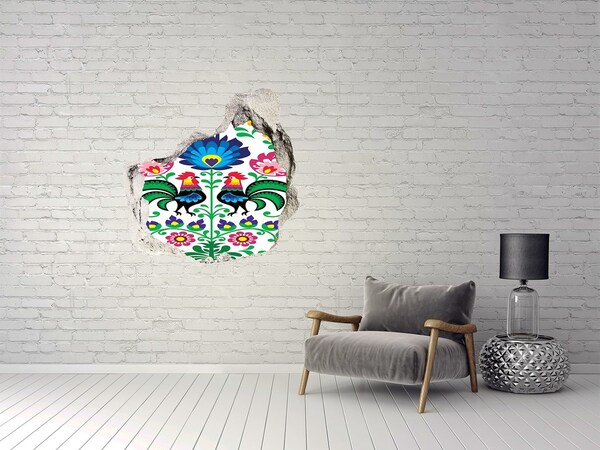 Pegatina efecto 3d pared rota decorativa Folclore floral con rebozuelos