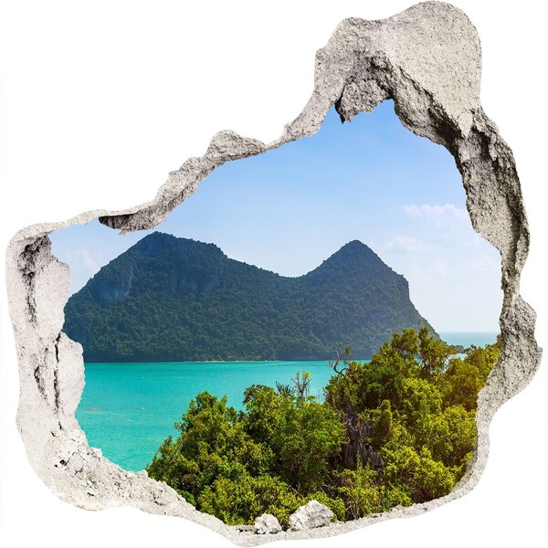 Vinilo adhesivo efecto agujero 3d para casa Vista de una isla tropical