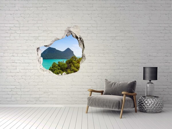 Vinilo adhesivo efecto agujero 3d para casa Vista de una isla tropical