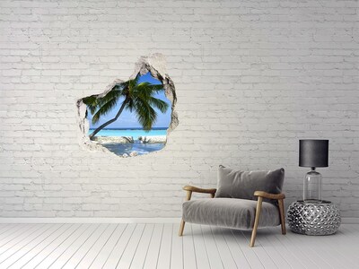 Vinilo adhesivo efecto agujero 3d para casa Oasis tropical con palmeras