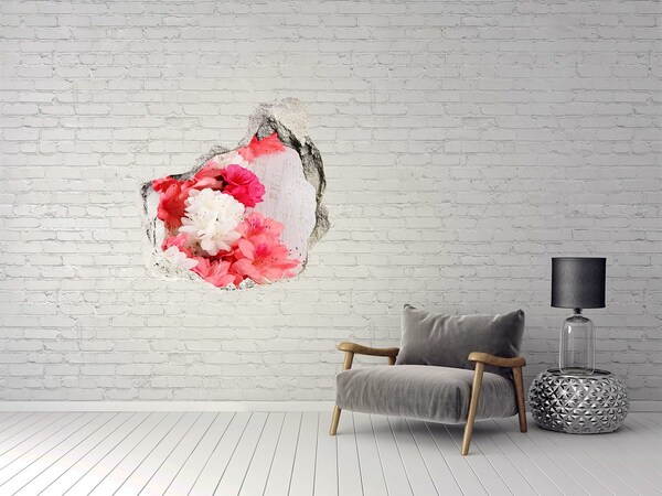 Pegatina efecto 3d pared rota decorativa Un oasis floral detrás del muro