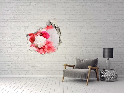 Pegatina efecto 3d pared rota decorativa Un oasis floral detrás del muro