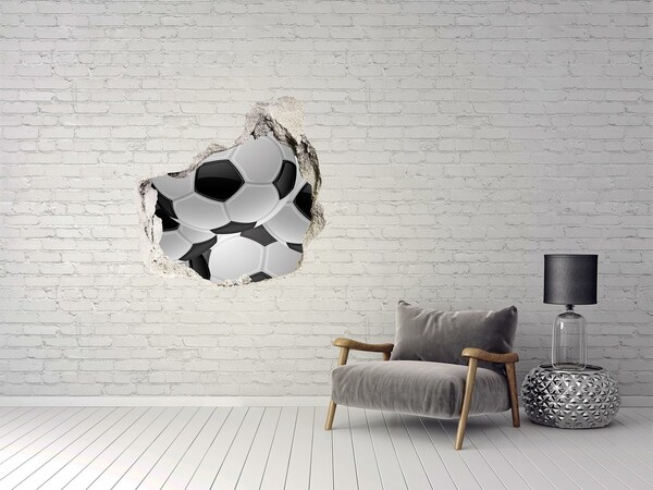 Vinilo decorativo boquete pared irregular Ilusión de fútbol en la pared