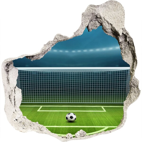 Pegatina pared rota trampantojo decorativo El estadio de fútbol detrás del agujero en el muro.