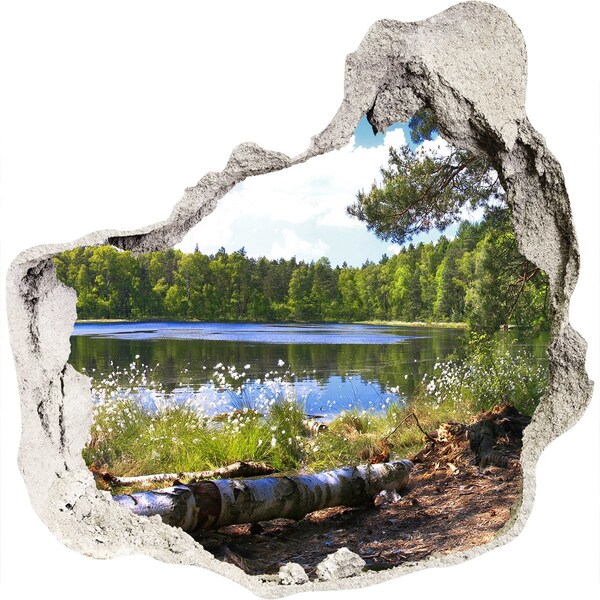 Pegatina pared rota trampantojo decorativo Bosque verde junto al lago