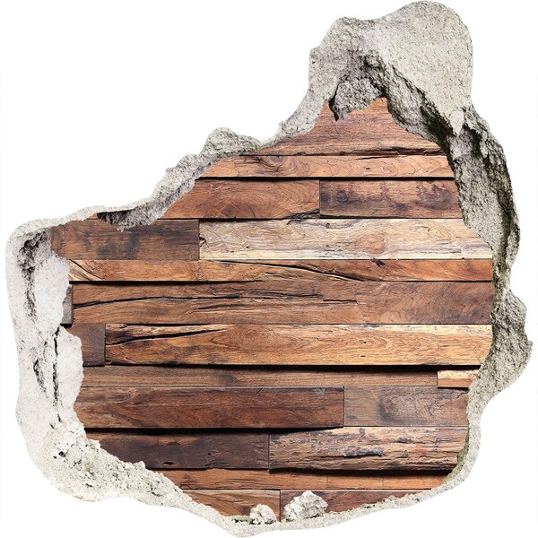 Pegatina pared rota trampantojo decorativo Pared de madera en un agujero