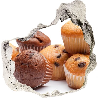 Naklejka dziura na ścianę beton Słodkie wypieki zza ściany