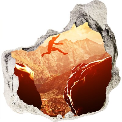 Pegatina efecto 3d pared rota decorativa Saltar al abismo