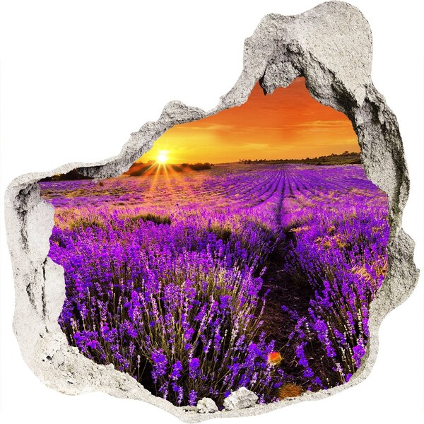 Pegatina pared rota trampantojo decorativo Campo de lavanda al atardecer