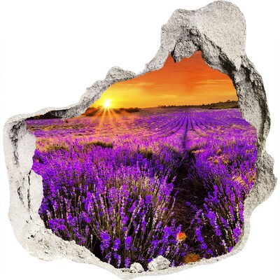 Pegatina pared rota trampantojo decorativo Campo de lavanda al atardecer