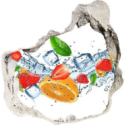 Pegatina efecto 3d pared rota decorativa Cóctel de frutas en una explosión de agua.