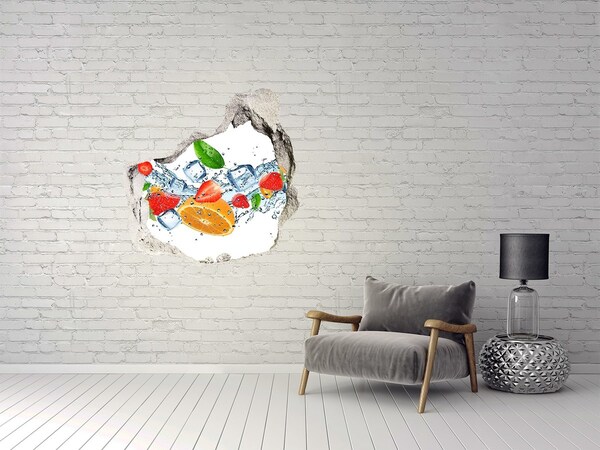 Pegatina efecto 3d pared rota decorativa Cóctel de frutas en una explosión de agua.