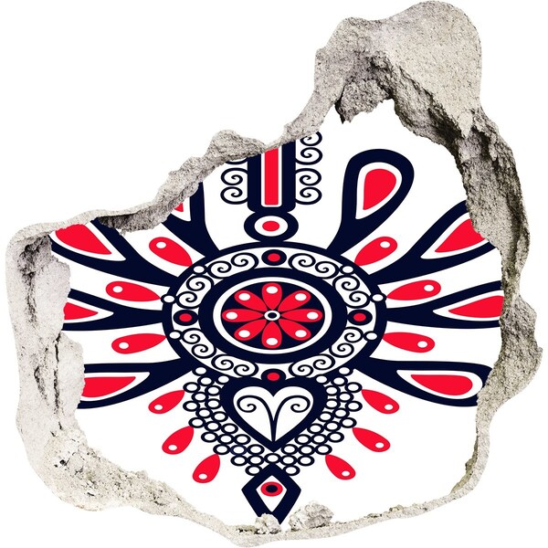 Vinilo decorativo boquete pared irregular Patrón étnico colorido en un agujero en la pared.