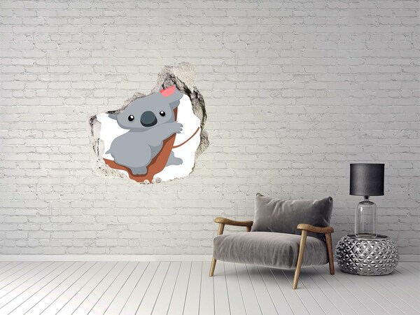 Dziura 3d fototapeta naklejka Koala w dziurze w ścianie
