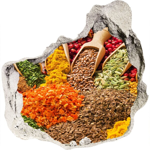 Pegatina pared rota trampantojo decorativo Especias coloridas en la Plaza del Mercado