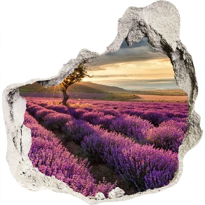 Vinilo adhesivo efecto agujero 3d para casa Campos de lavanda al atardecer