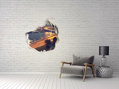 Vinilo adhesivo efecto agujero 3d para casa Vista de la ciudad de noche