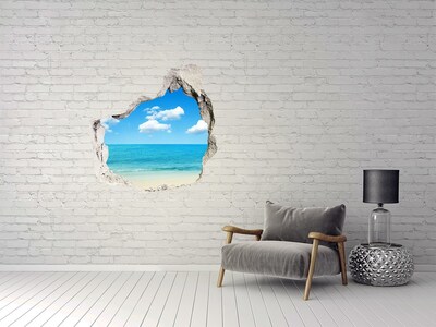 Vinilo adhesivo efecto agujero 3d para casa Vista de una playa tropical