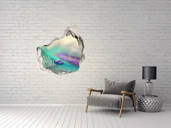 Pegatina pared rota trampantojo decorativo Una gota en la pluma de un pavo real