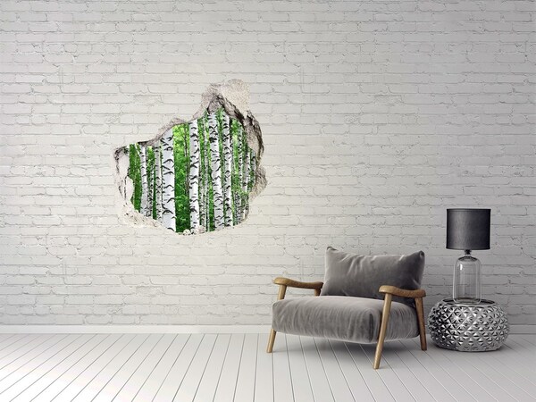 Vinilo adhesivo efecto agujero 3d para casa Un oasis forestal en un agujero en la pared