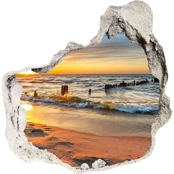 Pegatina pared rota trampantojo decorativo Puesta de sol sobre el mar