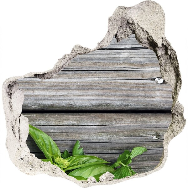 Pegatina pared rota trampantojo decorativo Una pared dañada con piso de madera.