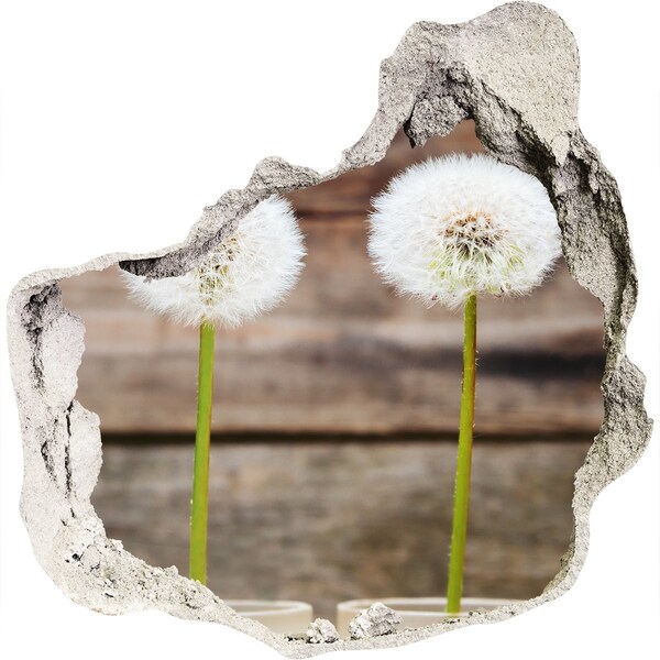 Vinilo adhesivo efecto agujero 3d para casa Flores de diente de león en ruinas