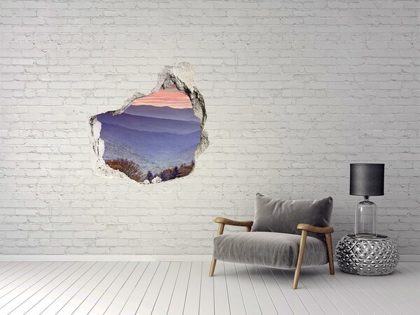 Vinilo decorativo boquete pared irregular Paisaje de montaña al amanecer
