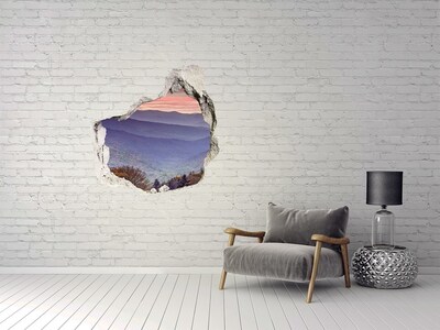 Vinilo decorativo boquete pared irregular Paisaje de montaña al amanecer