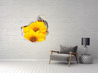 Vinilo decorativo boquete pared irregular Girasoles en un agujero en la pared
