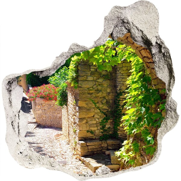 Pegatina efecto 3d pared rota decorativa Una calle verde en la ciudad.