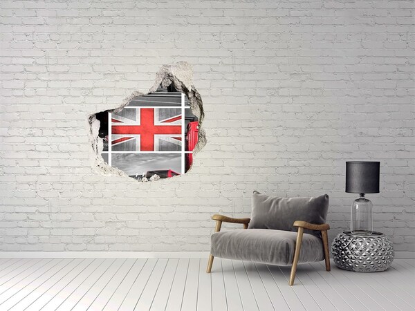 Vinilo decorativo boquete pared irregular Paisaje británico en un agujero en la pared