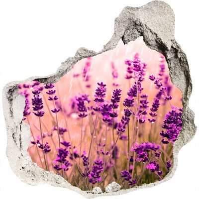 Pegatina efecto 3d pared rota decorativa prado de flores de lavanda