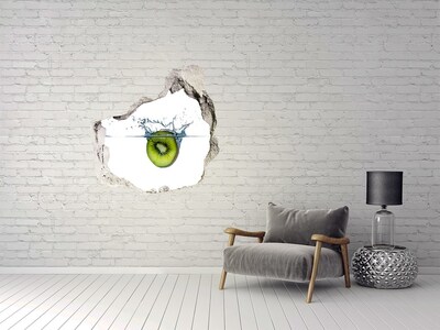 Vinilo decorativo boquete pared irregular Kiwi en agua