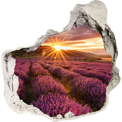 Vinilo adhesivo efecto agujero 3d para casa Campo de lavanda al atardecer