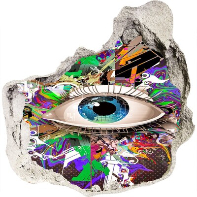 Pegatina pared rota trampantojo decorativo Un ojo en una composición colorida.