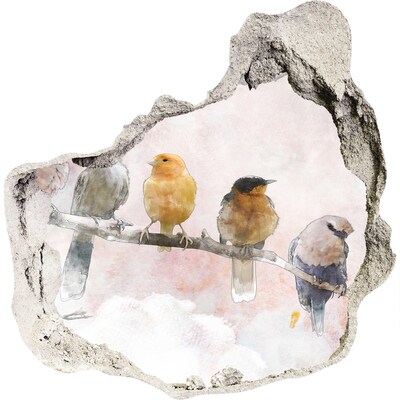 Vinilo decorativo boquete pared irregular Pájaros en una rama