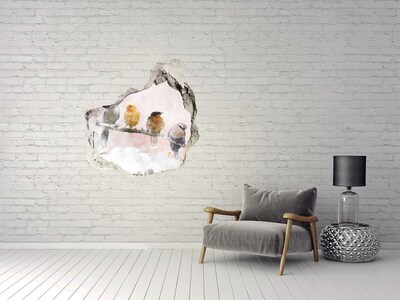 Vinilo decorativo boquete pared irregular Pájaros en una rama