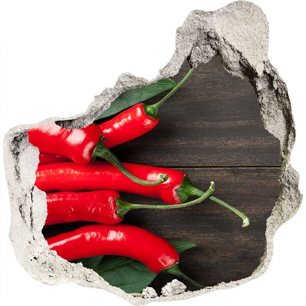 Pegatina efecto 3d pared rota decorativa Chiles en una pared dañada