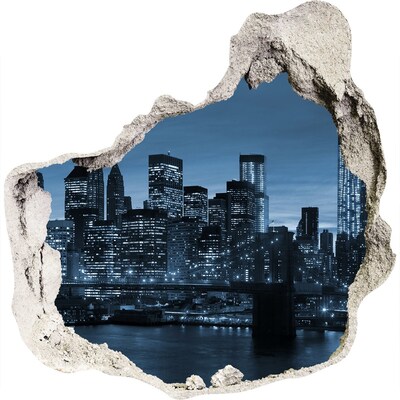 Vinilo adhesivo efecto agujero 3d para casa Vista de Nueva York de noche