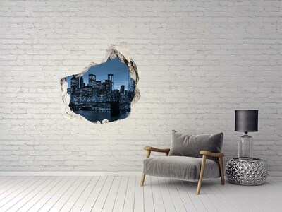 Vinilo adhesivo efecto agujero 3d para casa Vista de Nueva York de noche