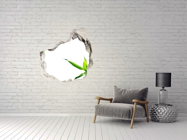 Vinilo adhesivo efecto agujero 3d para casa Planta verde a través de un agujero en la pared.