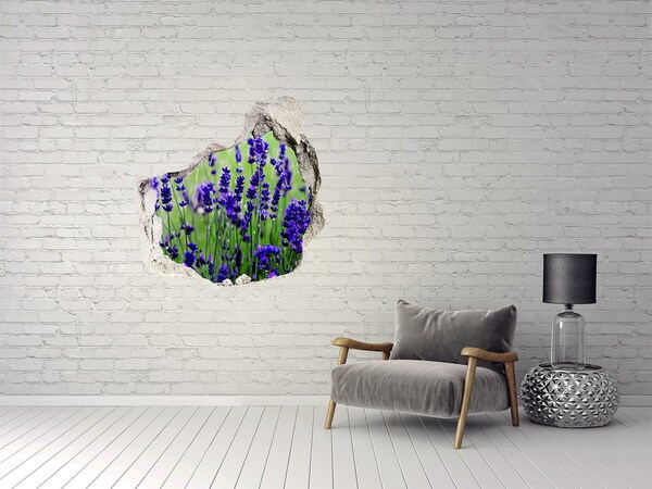 Vinilo decorativo boquete pared irregular prado de flores de lavanda