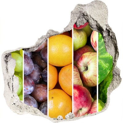 Vinilo decorativo boquete pared irregular Fruta en hormigón