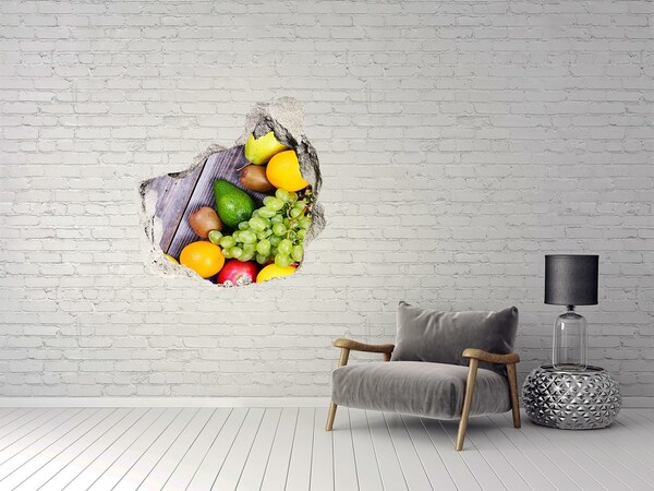 Pegatina efecto 3d pared rota decorativa El paraíso de las frutas detrás del muro