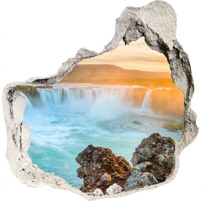 Pegatina pared rota trampantojo decorativo Cascada en la puesta de sol