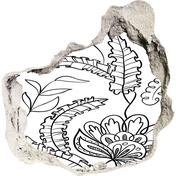 Vinilo decorativo boquete pared irregular Vegetación tropical en un agujero en la pared.